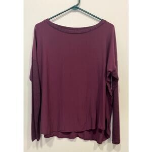 Lou & Grey Women’s Maroon Long Sleeve Stretch Top Size M Soft Lightweight Blouse